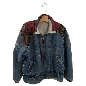 Vintage Jones New York Reversible Jacket Patchwork Zip Up Denim